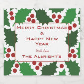 グリーン&レッドホリすてきー スパークリングワインラベル (シングルラベル)