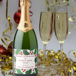 グリーン&レッドホリすてきー スパークリングワインラベル