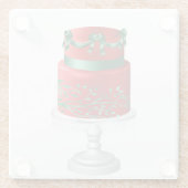 グリーン&レッドホリデークリスマスケーキ ガラスコースター (裏面)