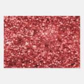 グリーン&レッドホリデーサテンとグリッタークリスマス ラッピングペーパーシート (正面3)