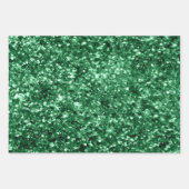 グリーン&レッドホリデーサテンとグリッタークリスマス ラッピングペーパーシート (正面2)