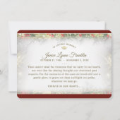 グリーン&レッドホリデーフォト悔やみや弔慰サンキューカード 招待状 (裏面)