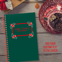グリーン&レッドホリーレトロファミリークリスマスジャーナル ノートブック