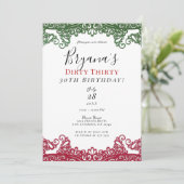グリーン&レッドレースエレガントフェスタ30th誕生日 招待状 (スタンド正面)