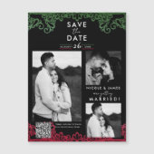 グリーン&レッドレースフィエスタウェディング日付を保存 (正面)