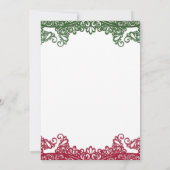 グリーン&レッドレースフィエレガントエスタホワイト結婚ズ 招待状 (裏面)