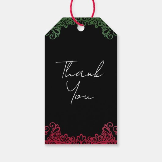 グリーン&レッドレースフィエレガントエスタ結婚ズ ギフトタグ (裏面)