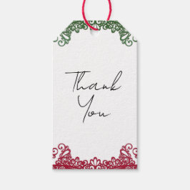 グリーン&レッドレースフィエレガントエスタ結婚ズ ギフトタグ