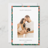 グリーン レッド クリスマス フラワーパターン フォト ハッピー (正面)