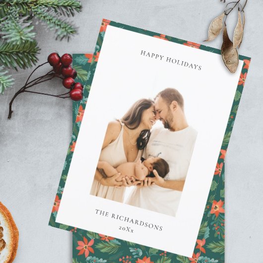 グリーン レッド クリスマス 花柄 フォト ハッピー