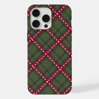 グリーン&レッド・タータン柄のあったかクリスマスデザイン iPhone 15 PRO MAXケース