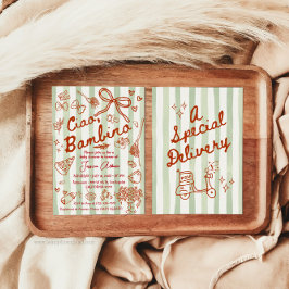 グリーン レッド チャオ バンビーノ イタリアン インビテーション