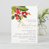 グリーン レッド ベリー コーポレート ホリデー クリスマス パーティー 招待状 (スタンド正面)