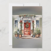 グリーン レッド ベリー デコ ドア ライト ウェディング 招待状 (裏面)