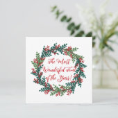 グリーン レッド ベリー ワンダフル タイム クリスマス リース (スタンド正面)