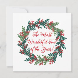 グリーン レッド ベリー ワンダフル タイム クリスマス リース