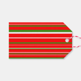グリーン+レッド+ホワイト ストライプ クリスマス ギフトタグ