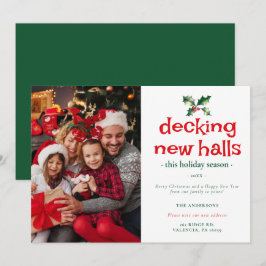 グリーン レッド ホーリー デック ニューホールズ ホーム ファミリー フォト シーズンカード