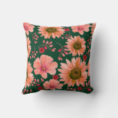 グリーン レッド 水彩 フラワースクリプト クッション (裏面)