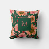 グリーン レッド 水彩 フラワースクリプト クッション (正面)
