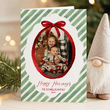 グリーン レッド 遊び心のあるリボンフレーム クリスマス 写真