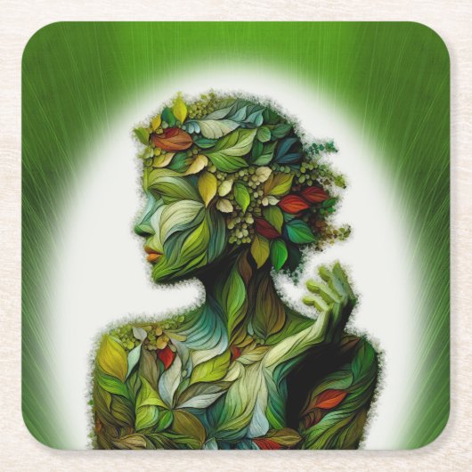 グリーン・レディ スクエアペーパーコースター (正面)