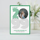 グリーン レトロ ビッグ ナンバー 卒業写真 招待状 (スタンド正面)