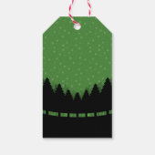 グリーン レトロ メリークリスマス　松の木と雪のあるデザイン ギフトタグ (裏面)
