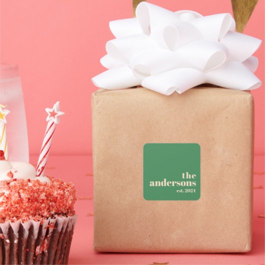 グリーン レトロ モダン ミニマリスト スクエアシール (パーティー)