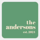 グリーン レトロ モダン ミニマリスト スクエアシール (正面)