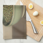 グリーン・レンズ豆の静物画 キッチンタオル (四つ折り)