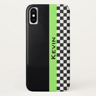 グリーン・レーシング・ストライプデザインiPhone Xケース iPhone X ケース
