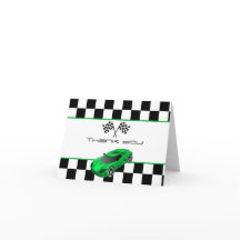 グリーン レース カー | バースデー パーティー サンクス カード