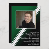 グリーン·レース·ストライプの誕生日パーティーの招待 招待状 (正面/裏面)