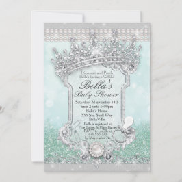 グリーン ロイヤル ブリング グリッター ベイビー シャワー 招待状