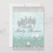 グリーン ロイヤル ブリング グリッター ベイビー シャワー 招待状 (裏面)