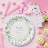 グリーン・ローレル・フェイクガーランド・ゴー結婚ルド・フォイルズ ペーパープレート (パーティー)