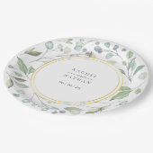 グリーン・ローレル・フェイクガーランド・ゴー結婚ルド・フォイルズ ペーパープレート (アングル)