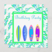 グリーン ワイプアウト パーティー ご招待 サーフボード 招待状 (正面/裏面)