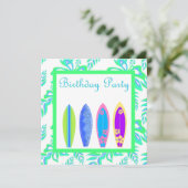 グリーン ワイプアウト パーティー ご招待 サーフボード 招待状 (スタンド正面)