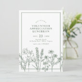 グリーン ワイルドフラワー ランチョン ボランティア 感謝祭 招待状 (スタンド正面)