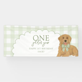 グリーン ワン ゴールデン イヤー レトリバー 子犬 1歳の誕生日 横断幕