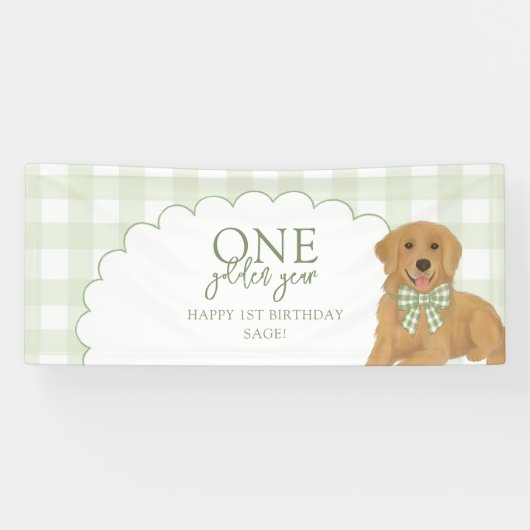 グリーン ワン ゴールデン イヤー レトリバー 子犬 1歳の誕生日 横断幕 (横)