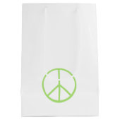 グリーン ワールド ピース サイン クール ラブ シンボル ミディアムペーパーバッグ (裏面)