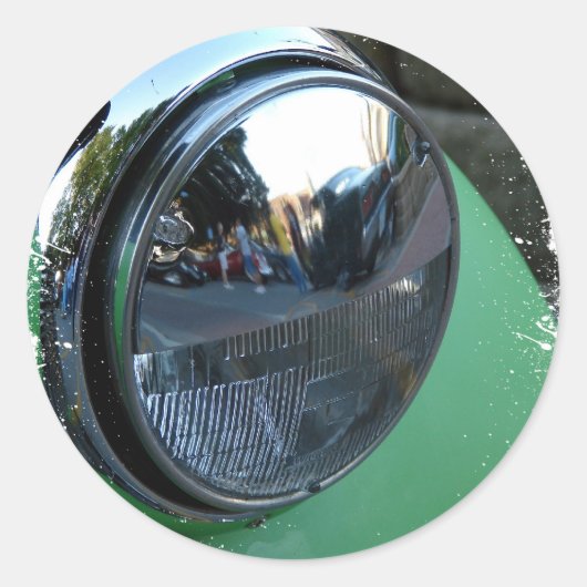 グリーン・ヴィンテージ・カーのヘッドライト ラウンドシール (正面)