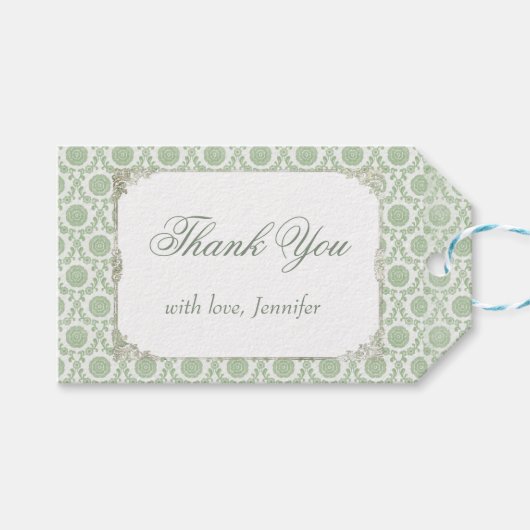 グリーン ヴィンテージ シャビー ブライズシャワー ギフトタグ (正面(横))