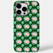 グリーン ヴィンテージ ローズ モンステラ フェザー パターン Case-Mate iPhoneケース (裏面)