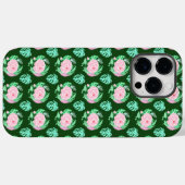 グリーン ヴィンテージ ローズ モンステラ フェザー パターン Case-Mate iPhoneケース (裏面 (横))