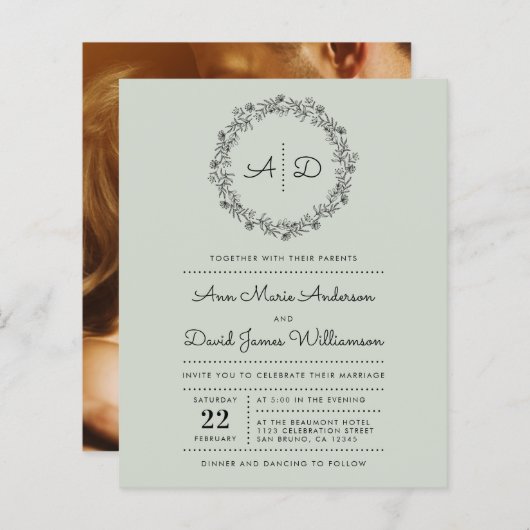 グリーン |予算の国のフローラ結婚リースの写真 (正面/裏面)