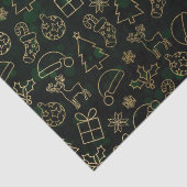 グリーン《写真》ぼけ味とゴールドフォイルクリスマスホリー 薄葉紙 (詳細)